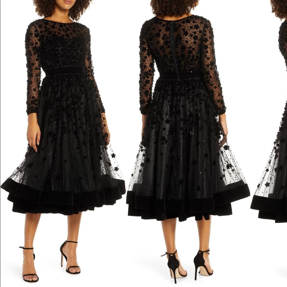 COPY - Mac Duggal Black evening A line gown . Size 12 Worn twice . Dry cleaned